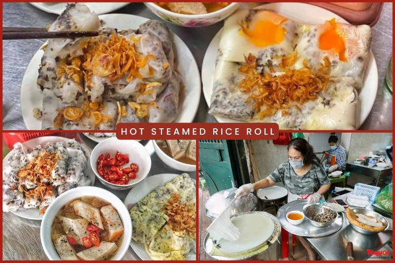 Hot steamed rice roll in Hanoi, Vietnam